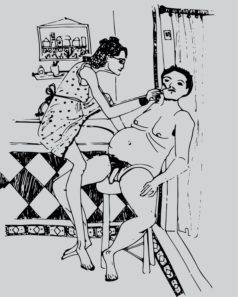 Potbelly is the sign of a content man. Mukherjee's take on the Indian patriarchal man.